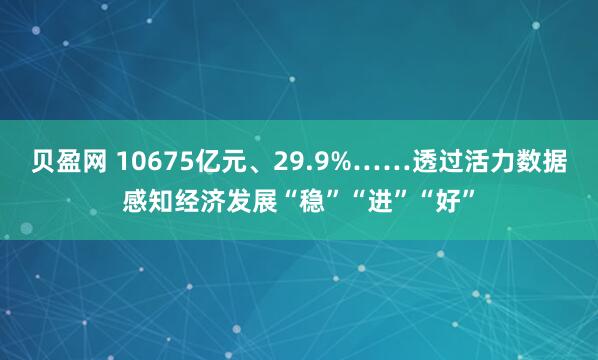 贝盈网 10675亿元、29.9%……透过活力数据感知经济发展“稳”“进”“好”